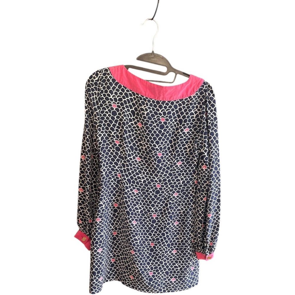 Lilly Pulitzer pink blue white silk seashell design tunic/dress Sz 2 - Picture 3 of 9